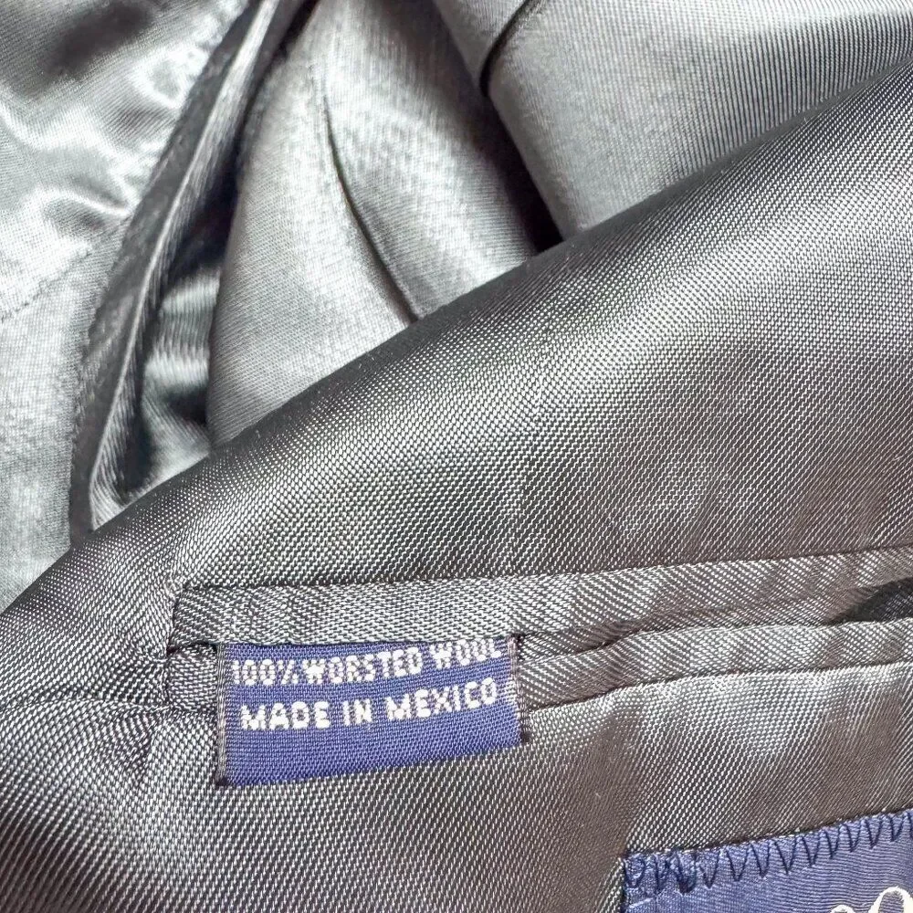 VTG Brooks Brothers 346 Blazer Mens 46L Gray Worsted Wool Office Casual‎ Wedding